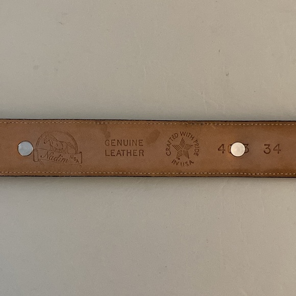 NADIN USA vintage leather belt, Circ. 1990’s genuine leather. Silver tone buckle - Picture 11 of 12